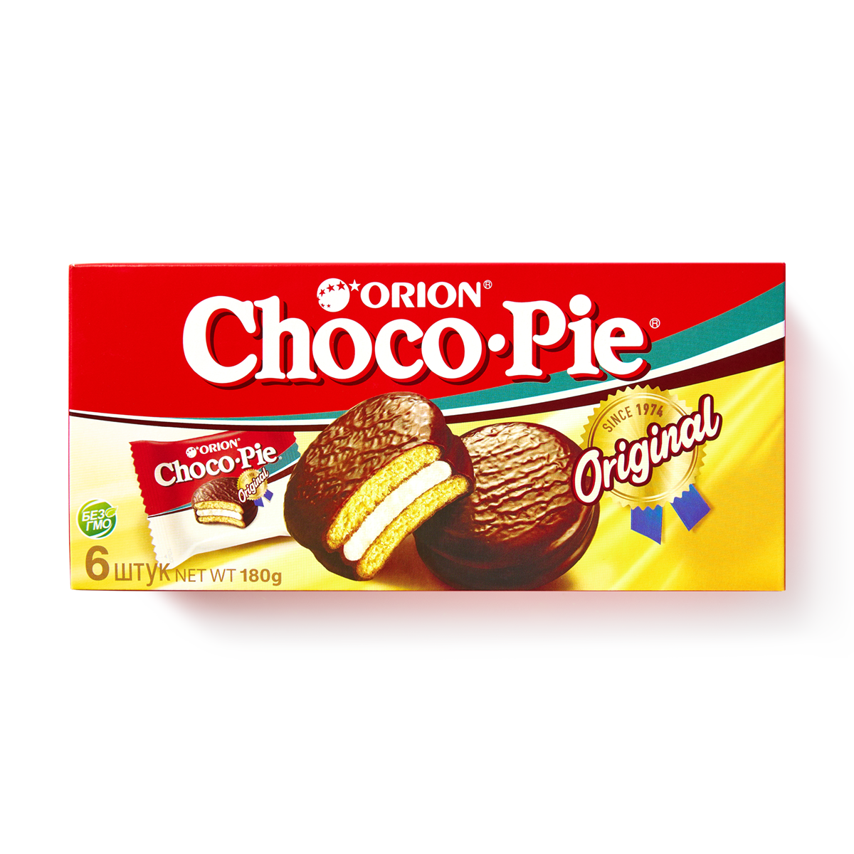 Печенье Orion Choco Pie Original, в шоколадной глазури, в картонной коробке, 180 г