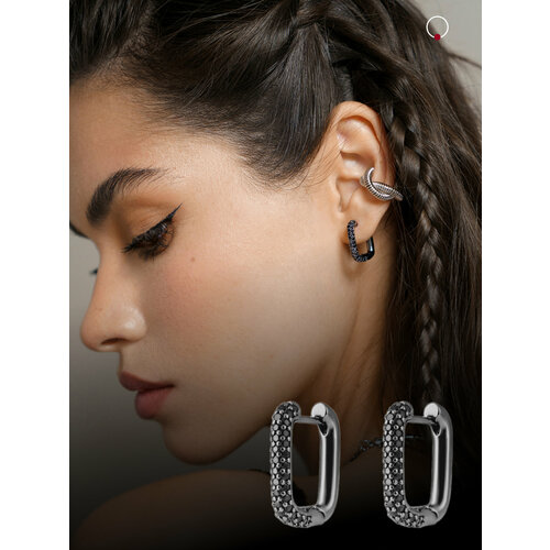 Серьги конго Kalinka modern story, кристалл, размер 20 мм, черный