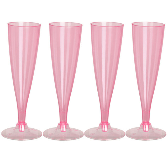 Пластиковые бокалы для шампанского Кристи 24 см розовые, 4 шт, 150 мл
