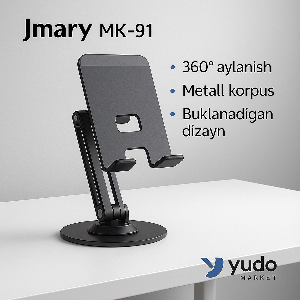 Держатель для телефона Jmary MK-91, универсальный, металлический, черный, с зеркалом