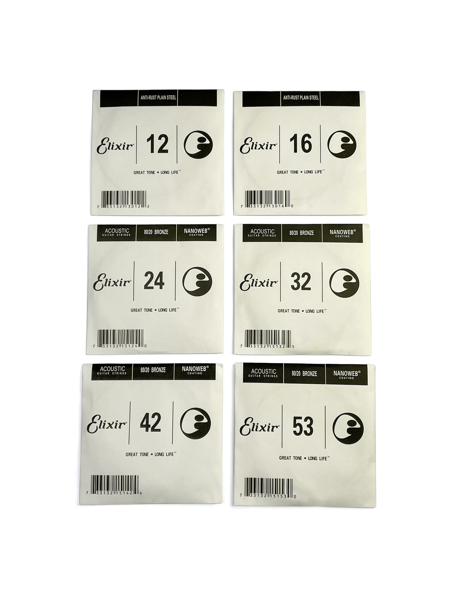 Струны Elixir 80/80 Bronze Nanoweb Light, акустик гитара, 12-53, 11052 — фото 1