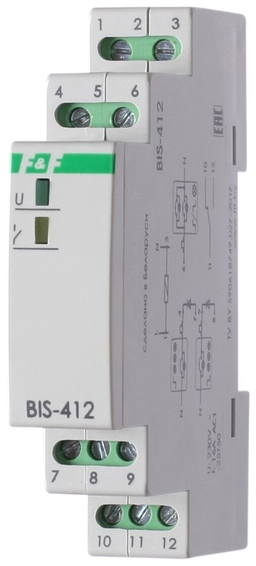 Реле бистабильное F&F BIS-412, с групповыми входами включения и выключения - фотография № 1