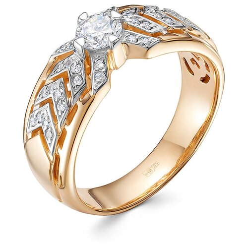 Кольцо Vesna jewelry, красное золото, 585 проба, родирование, бриллиант, размер 17, бесцветный