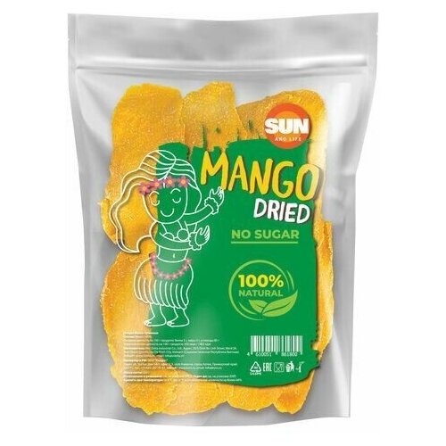 Манго натуральное 500 г без сахара SUN AND LIFE, 1 пакет