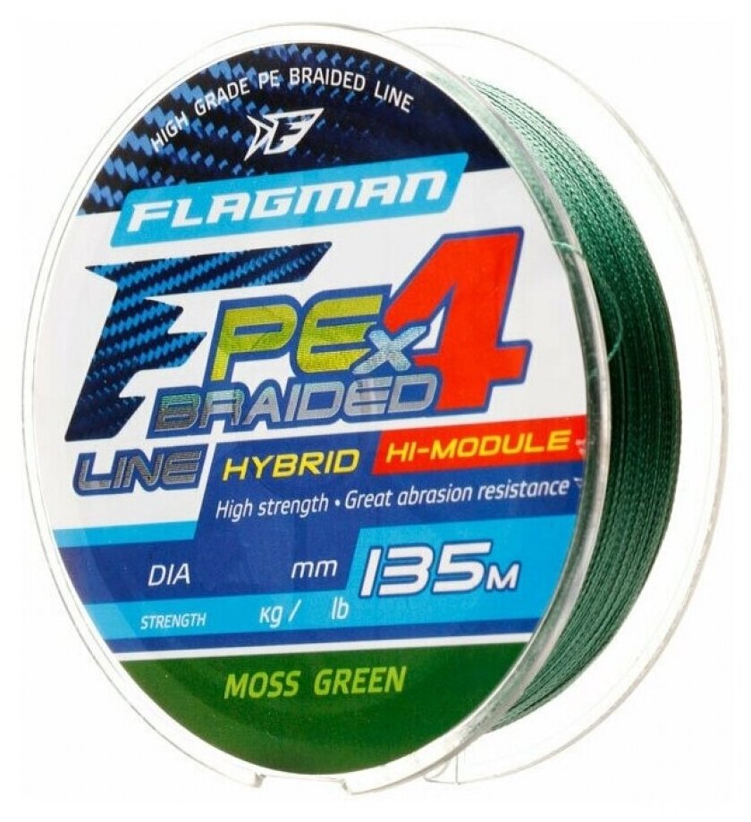 Шнур Flagman PE Hybrid F4 MossGreen 135м 0.26мм