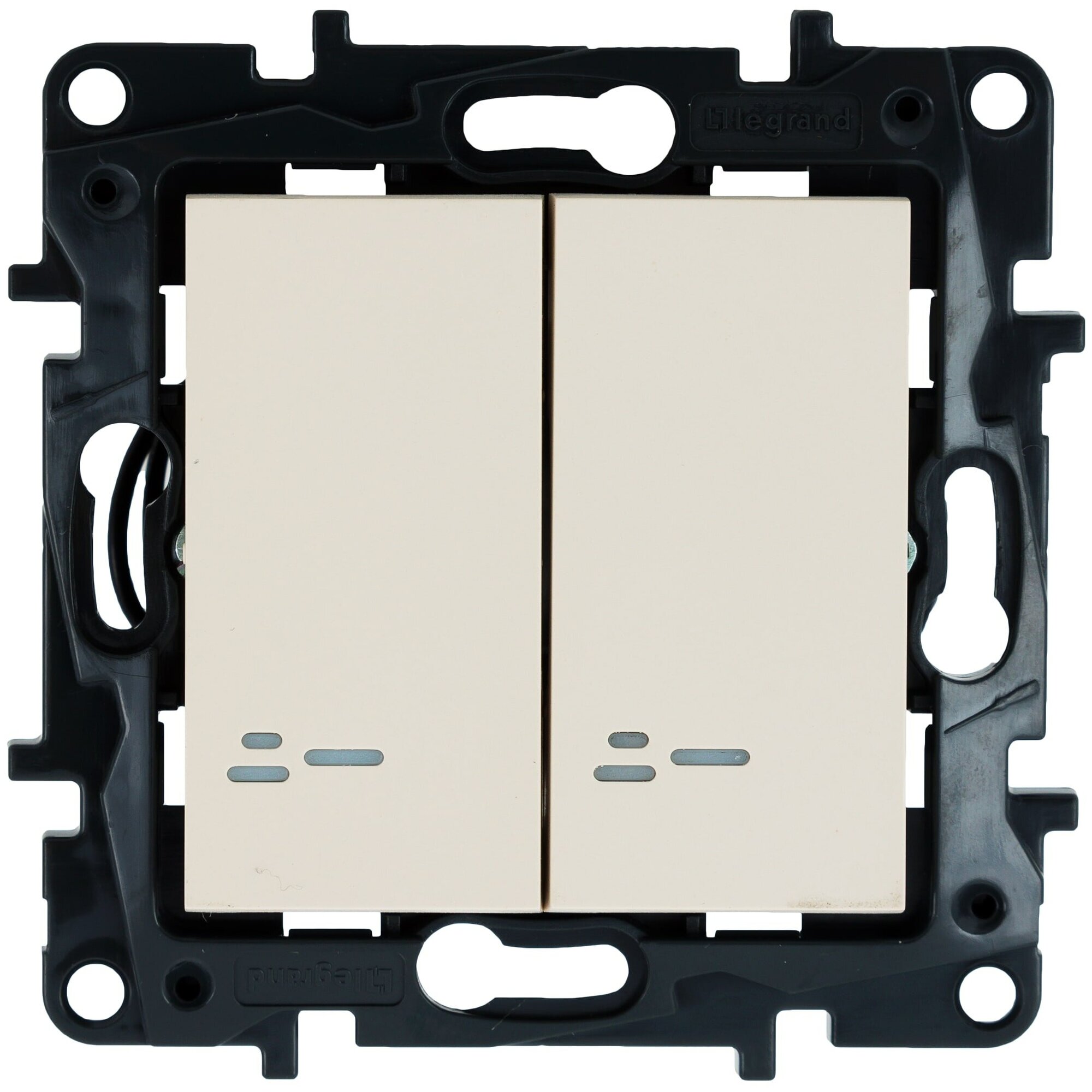 Выключатель встраиваемый Legrand Structura 2 клавиши с подсветкой цвет слоновая кость