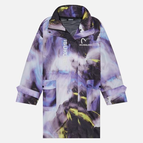  куртка  Evisu демисезонная, средней длины, силуэт прямой, подкладка, размер S, фиолетовый