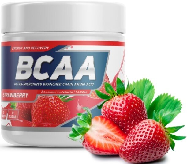 Аминокислоты BCAA (БЦАА), Geneticlab Nutrition, BCAA 2:1:1, 250 г, Клубника