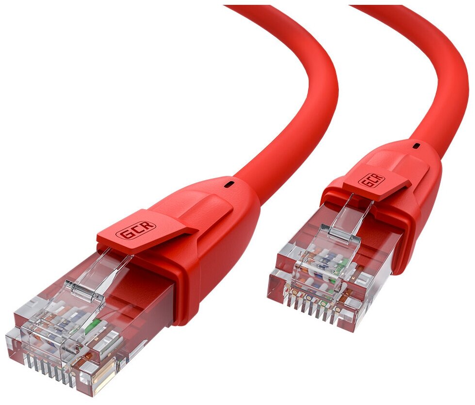 GCR Патч-корд прямой 2.0m UTP кат.6, красный, 24 AWG, литой, ethernet high speed, RJ45, T568B