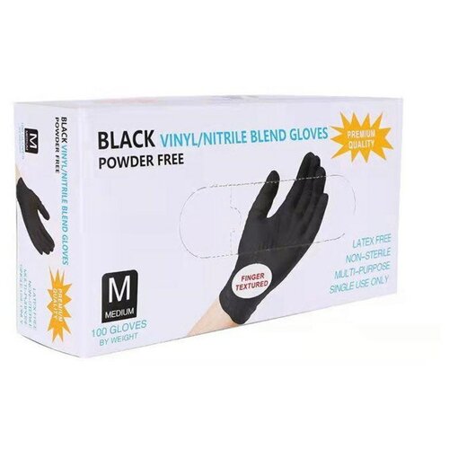 Перчатки Wally Plastik, нитриловые, 50 пар , размер М, цвет черный