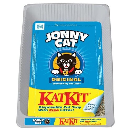 JONNY CAT KAT KIT Наполнитель впитывающийся с ароматизатором в разовом пластиковом туалете 3 л (1,360 кг)