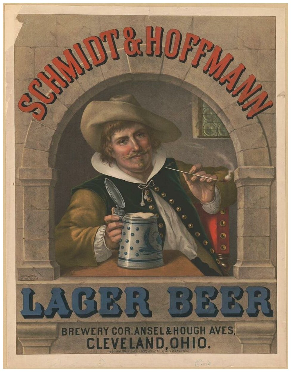 Рекламный плакат - Пиво Schmidt and Hoffmann Lager Beer в раме