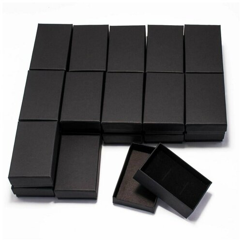 Коробочка для ювелирных украшений 8 х 5 х 2.8, картонная, черная, 24 шт