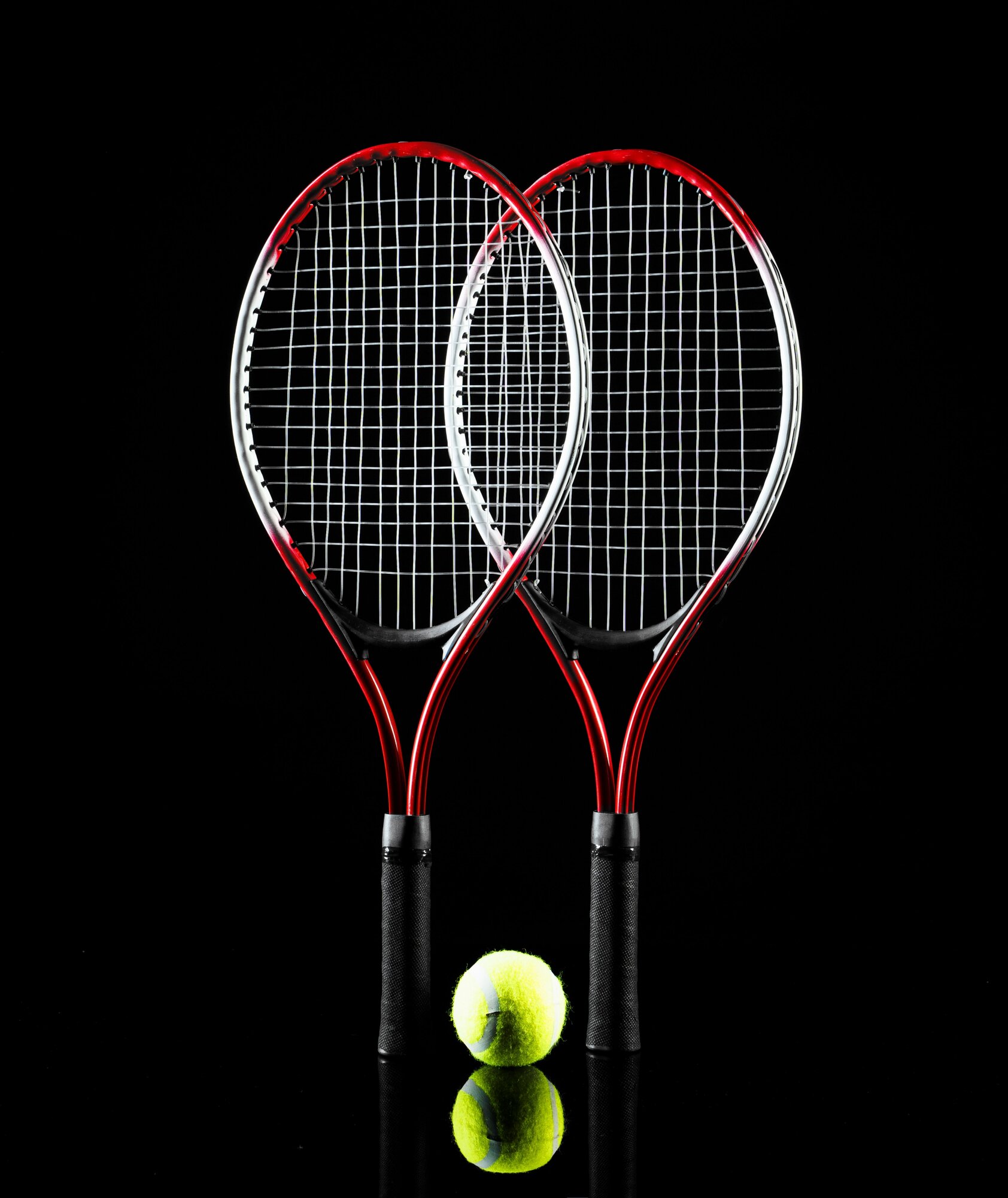 Ракетки для большого тенниса детские, с мячом, набор 2 шт, цвет красный