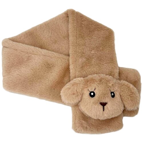 фото Детский плюшевый шарф с собачкой мягкий шарф с ушками бежевый market toys lab
