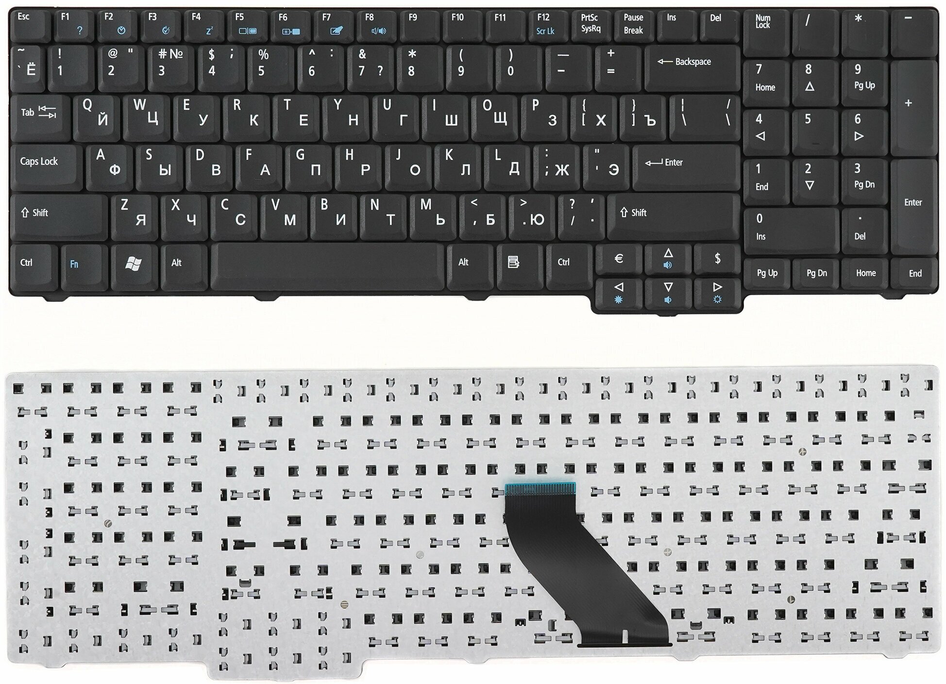 Клавиатура для ноутбука Acer Aspire 6530, 9300, 5737 черная матовая