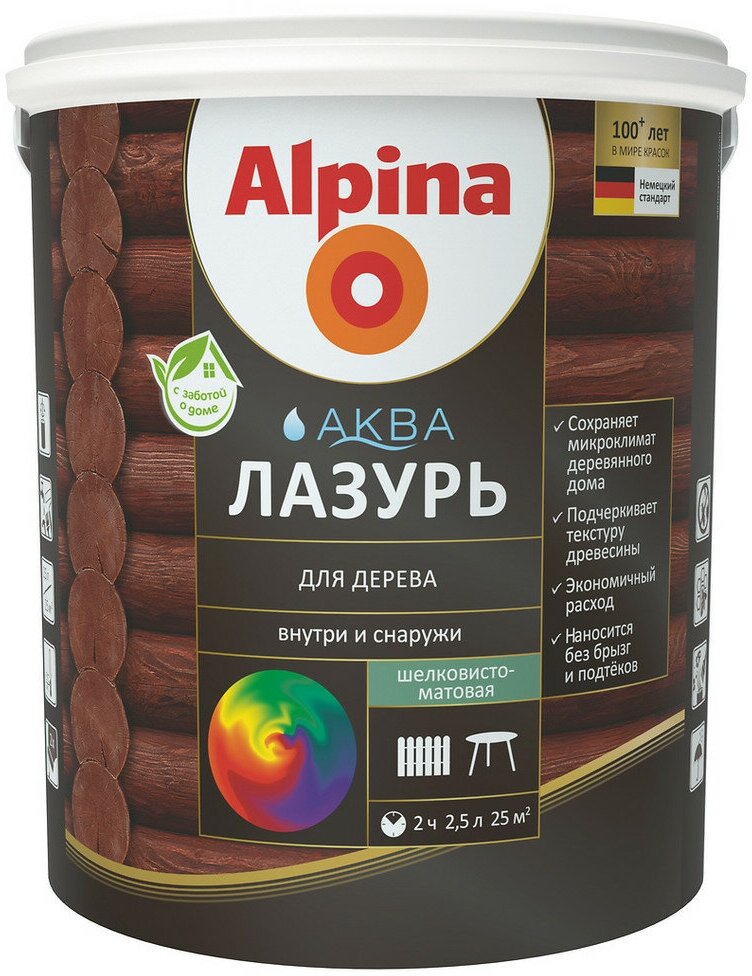 Лазурь защитная для древесины Alpina Аква (0,9л) сосна - фотография № 6