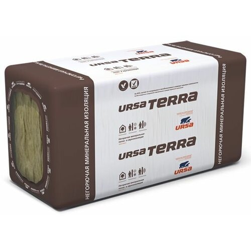 Урса Терра 34PN PRO утеплитель 1000х610х50мм (10шт=6,1м2=0,3м3) / URSA Terra 34PN PRO минеральная вата 1000х610х50мм (6,1м2=0,305м3) (упак. 10шт.)