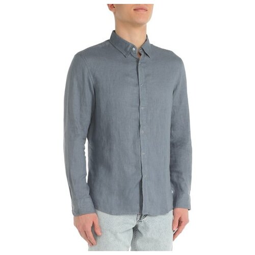 Рубашка Maison David, размер M, серо-голубой рубашка maison david размер m серо бежевый