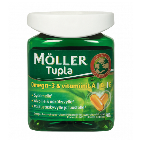 Moller Tupla Omega-3 капсулы с рыбьим жиром и витаминами. Рыбий жир мeллер капсулы , 100 шт. Норвегия