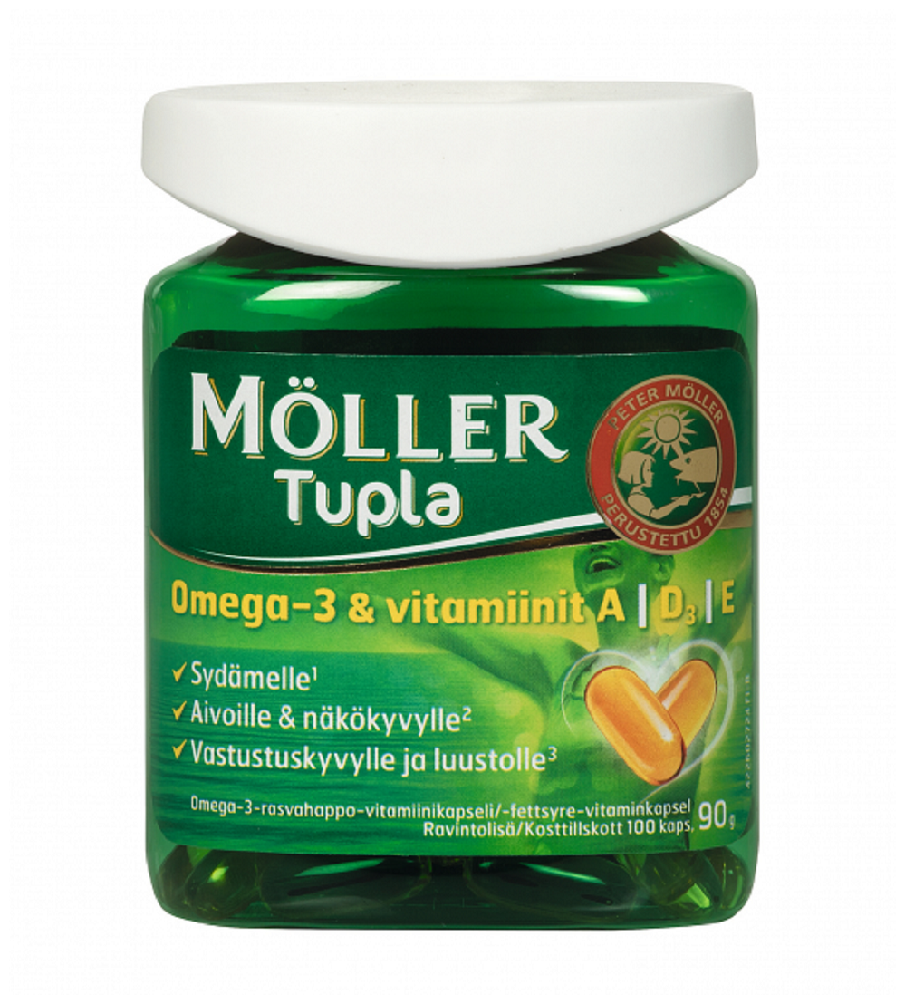 Moller Tupla Omega-3 капсулы с рыбьим жиром и витаминами. Рыбий жир мeллер капсулы  100 шт. Норвегия