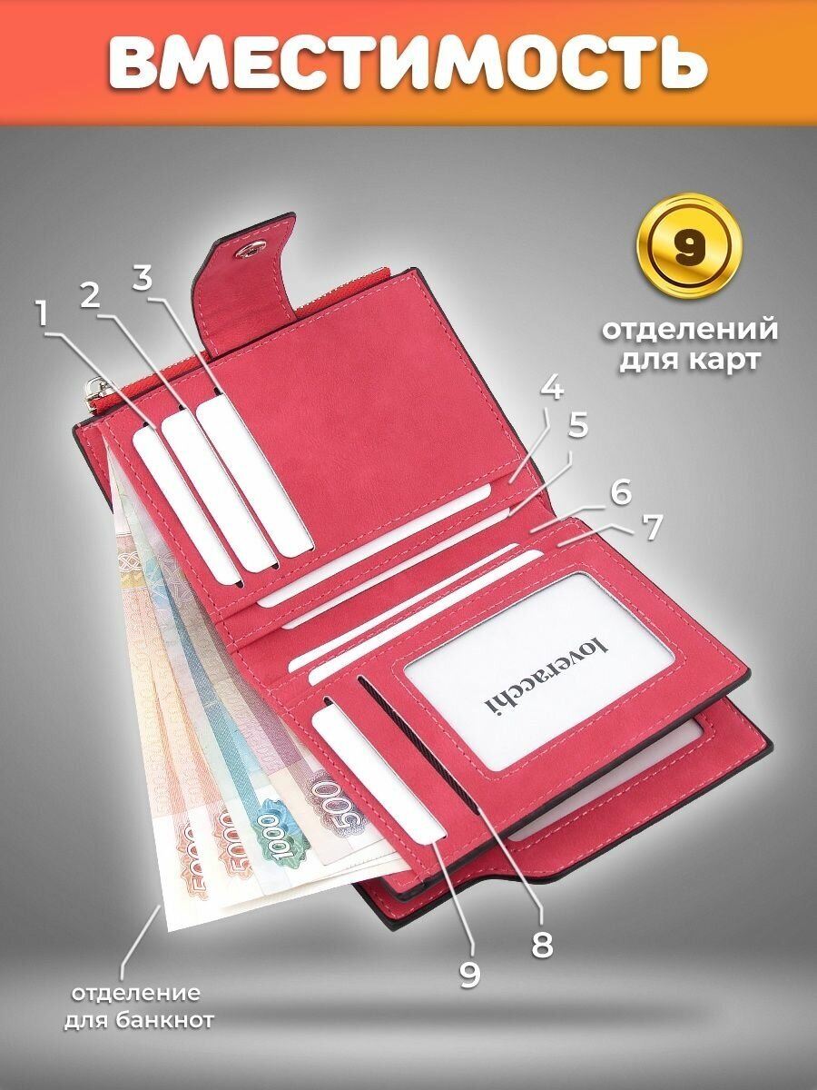 Кошелек , фактура гладкая, красный — фото 1