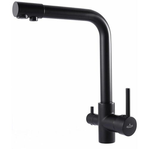 Смеситель для кухонной мойки BK BLACK SMOOTH с подключением к фильтру, черный, 2 в 1