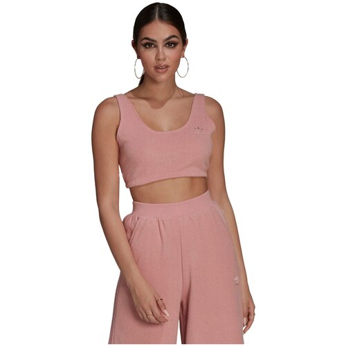 Майка спортивная adidas, размер 40, розовый rib knit short sleeve irregular hem crop top wide leg flare long pants bell pants with pocket women s casual outfit 2 pieces set