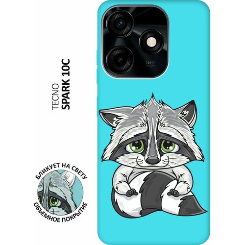 Матовый чехол Sad Raccoon для Tecno Spark 10C / Техно Спарк 10С с 3D эффектом мятный матовый чехол lady unicorn для tecno spark 10c техно спарк 10с с 3d эффектом мятный