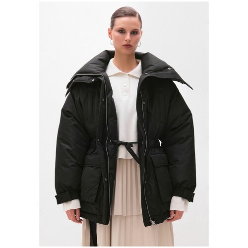 Парка  TOPTOP STUDIO демисезонная, укороченная, силуэт свободный, мембранная, размер M/L, синий