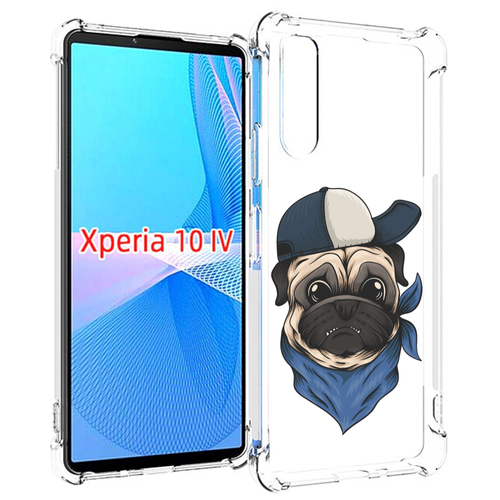 Чехол MyPads мопс-в-кепке для Sony Xperia 10 IV (10-4) задняя-панель-накладка-бампер