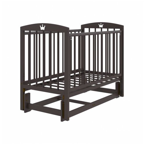 Кроватка Левушка-5 без ящика, универсальный маятник, венге, с матрасом Облачко 27 и наматрасником