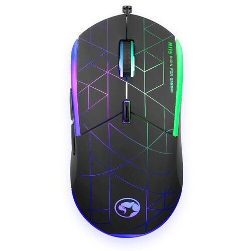 Мышь Marvo M115 Wired проводная оптическая 4000 dpi USB подсветка чёрная 106200₽