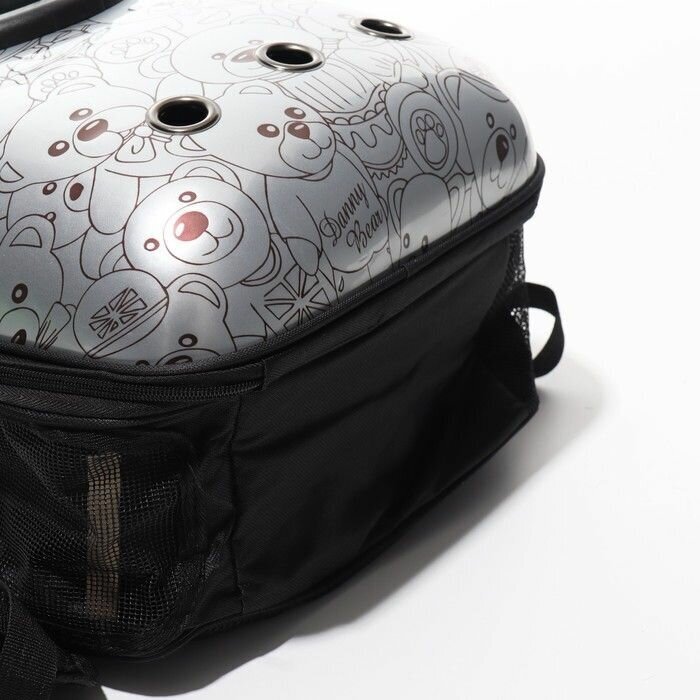 Рюкзак для переноски животных с окном для обзора "Медвежата" , 32х26х44 см, серый