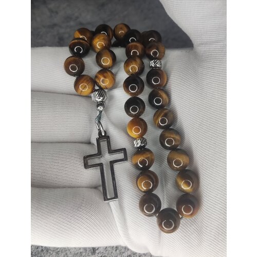 фото Плетеный браслет, тигровый глаз, размер one size, коричневый четкие четки