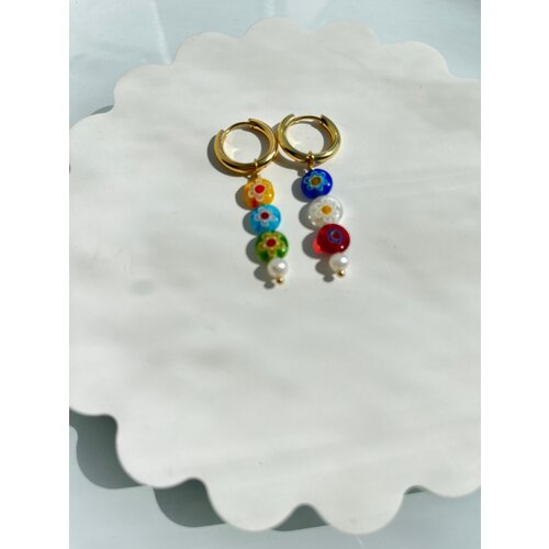 Серьги с подвесками Daily Daisy, муранское стекло, стекло, золотой