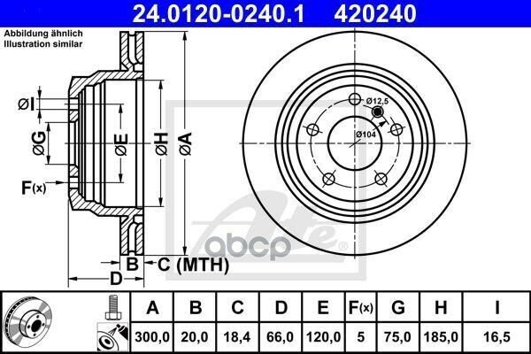 Диск Тормозной Задний Bmw 3(F30)/4(F36) /Vent D=300Mm Ate 24.0120-0240.1 Ate арт. 24012002401