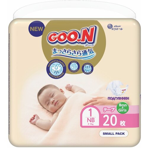 Подгузники GOO.N Premium, 1/NB, 2-5 кг, 20 шт.