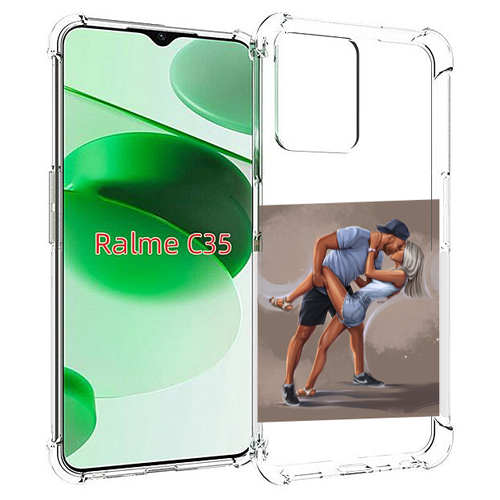 Чехол MyPads девушка с парнем танцуют женский для Realme C35 / Narzo 50A Prime задняя-панель-накладка-бампер