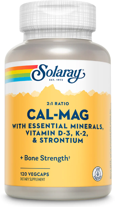 Solaray Cal-Mag with Essential minerals, Vitamin D-3, K-2 & Strontium 2:1 Ratio (Кальций Магний) 120 вег кап