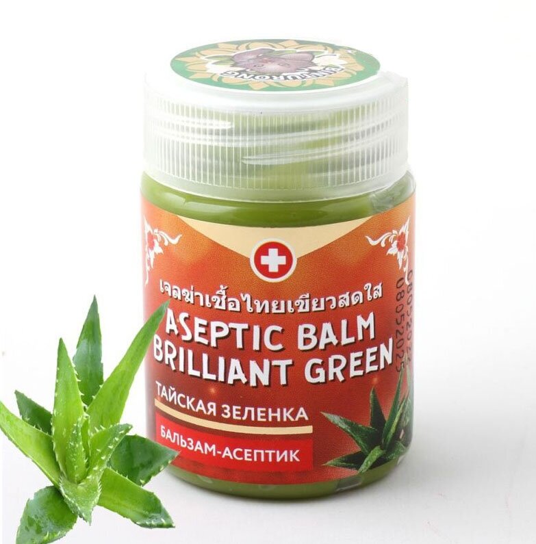 Binturong ASEPTIC BALM BRILLIANT GREEN, Nina Buda (Бинтуронг бальзам-асептик тайская зеленка С экстрактом алоэ, Нина Буда), 50 мл.