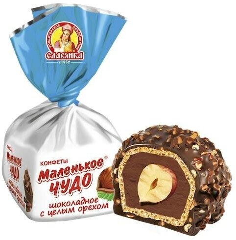 Конфеты Славянка Маленькое чудо, шоколадное с цельным орехом, 1 кг