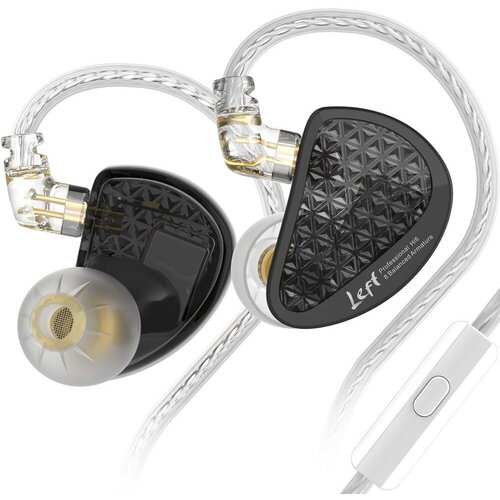 Наушники KZ Acoustics AS16 Pro с микрофоном (черный) kz zsx terminator 5ba 1dd 12 unit hybrid in ear earphones hifi metal headset music sport kz zs10 pro as12 as16 zsn pro c12 dm7