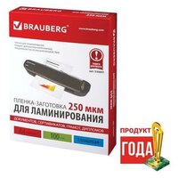 Пленки-заготовки для ламинирования BRAUBERG, комплект 100 шт, для формата А4, 250 мкм, 530897