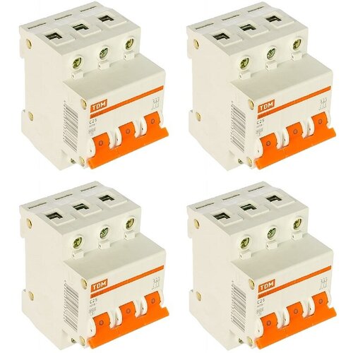 Выключатель автоматический TDM Electric ВА47-63 3Р 25А 4.5кА С (SQ0218-0021) (упаковка 4 шт.)