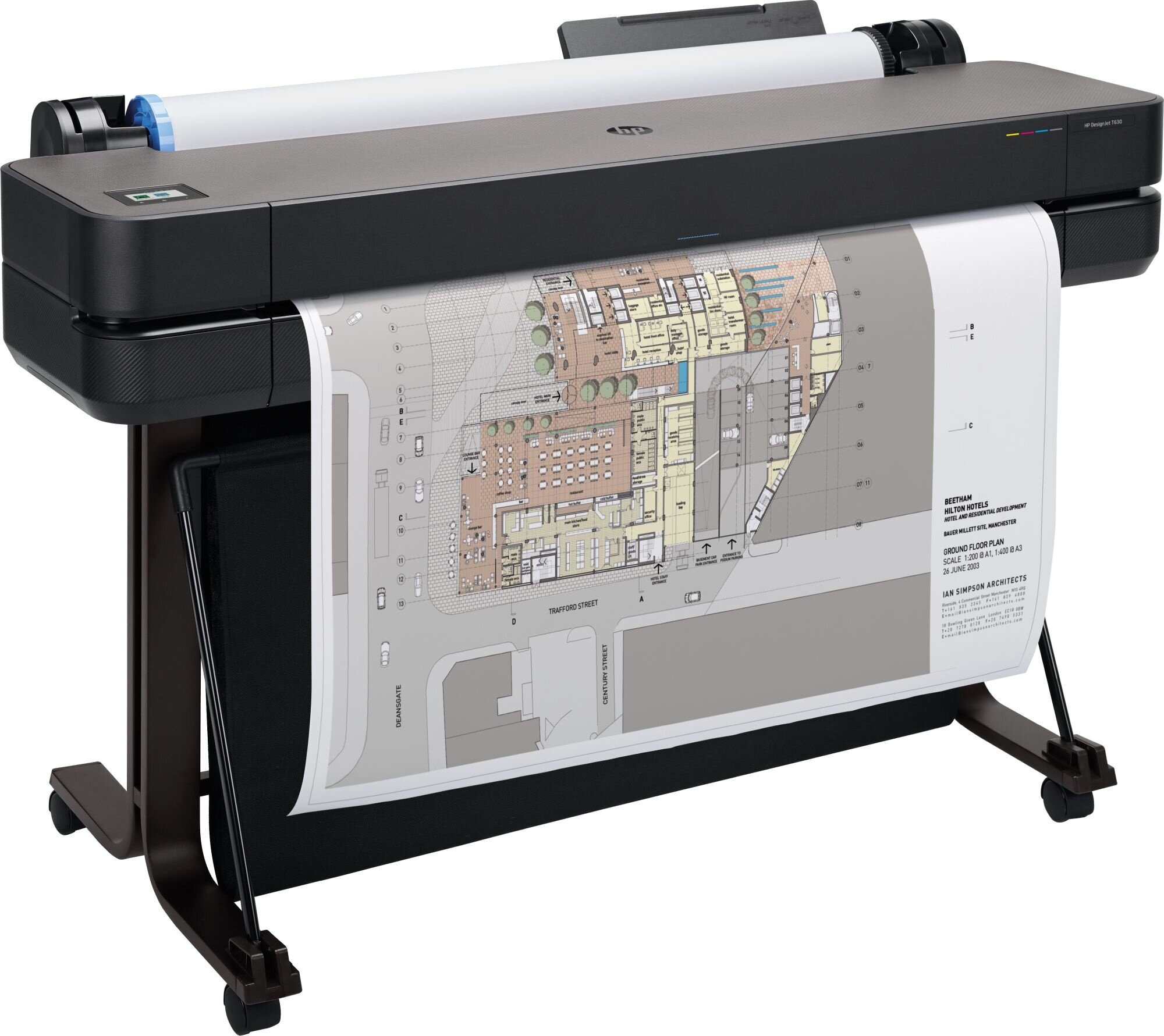 HP DesignJet T630 Printer (5HB11A#B19) {36",4color,2400x1200dpi,1Gb, 30spp(A1), USB/GigEth/Wi-Fi, stand, media