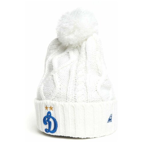 фото Шапка мужская с помпоном фк динамо москва atributika & club, белая шапка fc dynamo атрибутика и клуб зимняя.