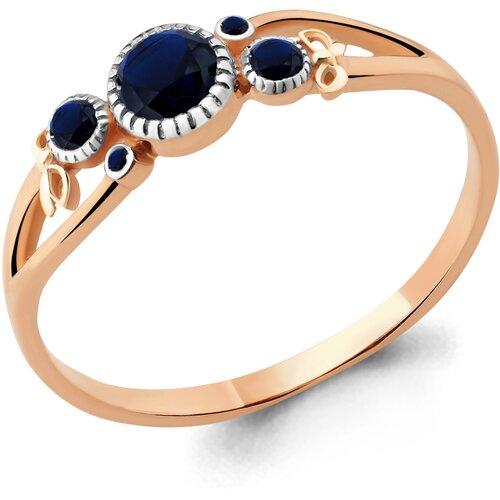 фото Кольцо из золочёного серебра aquamarine а68108б-пк с гидротермальным сапфиром, размер 17 diamant-online