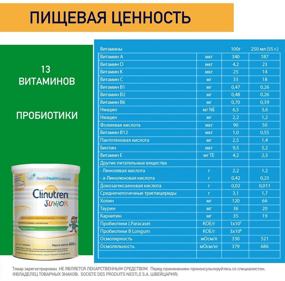 Смесь Nestle Clinutren Junior Специализированное питание для детей от года, 400 гр Nestle Health Science - фото №19