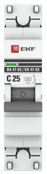 Автоматический выключатель EKF 1P 25А (C) 4,5kA ВА 47-63 EKF PROxima 3 штуки - фотография № 3